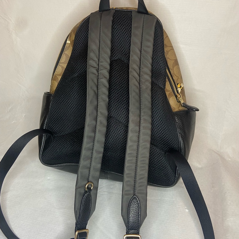 Coach Court Women's Backpack In Signature Canvas & Leather W/ Bee Print (C8592) - Picture 7 of 13